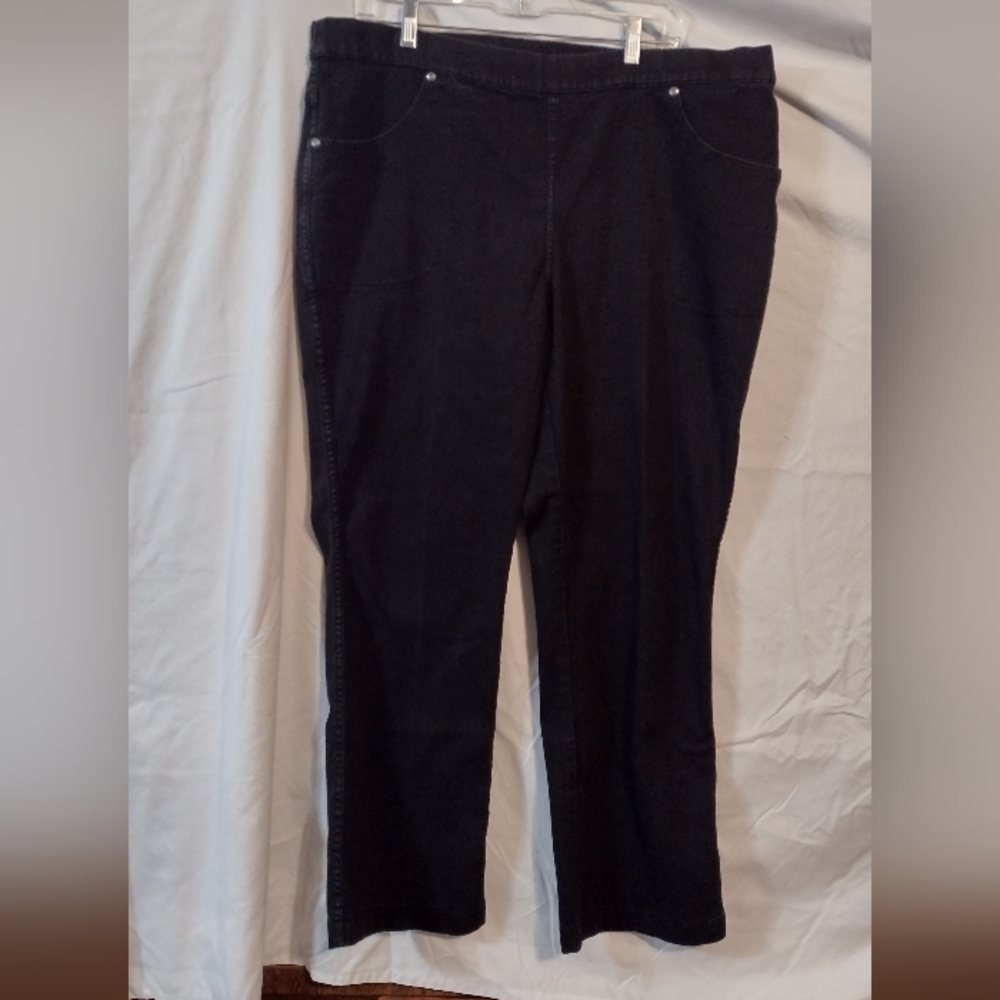 2pr. Women's Plus Size Pull On Stretch Woven Pants - Picture 2 of 10